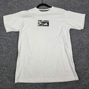 PELAGIC Mens White Short Sleeve Shirt Graphic 100% Cotton Fishing Offshore XL